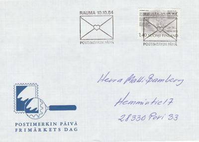 ERIKOISLEIMA , Postimerkin päivä, Rauma 10.10.1984