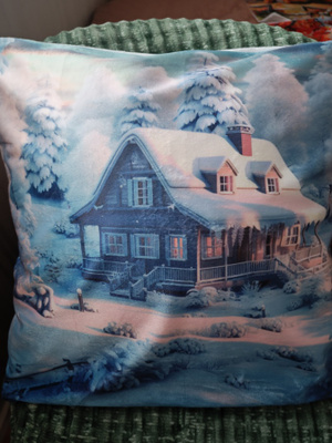 Talvinen mökkimaisema tyynynpäällinen