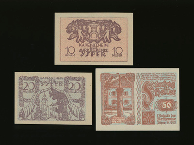 Itävalta Notgeld 10, 20, 50 Heller, Ysper 1920