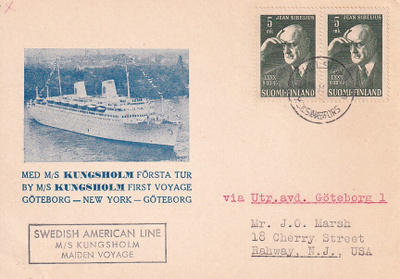 SUOMESTA M/S KUNGSHOLM LÄHETYS RUOTSIN KAUTTA USA,HAN
