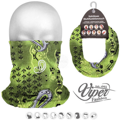 Viper Fashion 9in1 Mikrokuituk. Putkihuivi, vihreä paisley