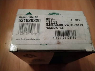 Audi, Seat, Skoda, VW hammashihnan kiristin INA531020320