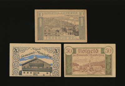 Itävalta Notgeld 10, 20, 50 Heller, Munderfing