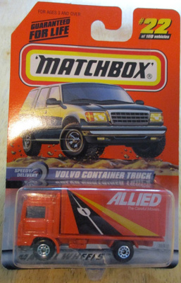 Volvo FL Container Truck Allied Orange -99 Matchbox #22 1:90