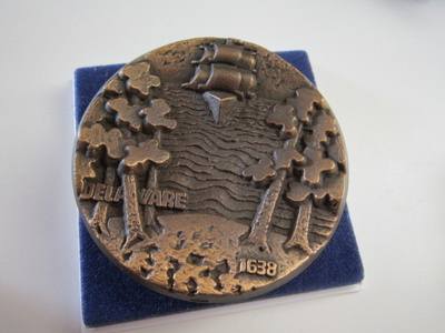Delaware 1638-1988 pronssi mitali Finland cociety 1988