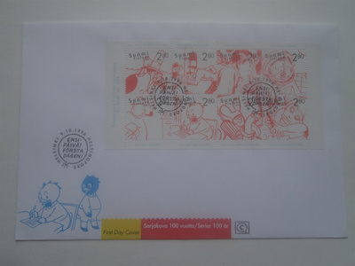 SARJAKUVA 100 VUOTTA - ENSIPÄIVÄKUORI ( FDC )