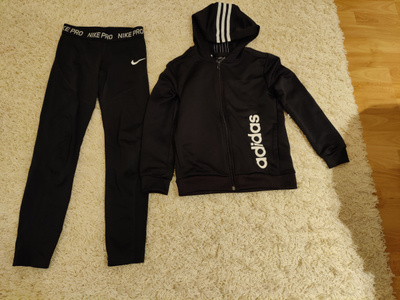 Tytölle nike ja adidas vaatteita koko 140-150cm