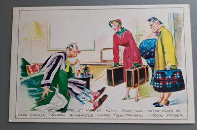 huumori: vaimo ja anoppi saapuvat kotiin, kulkenut 1978
