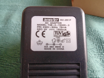Virtalähde 230 VAC / 4 VDC 1500mA