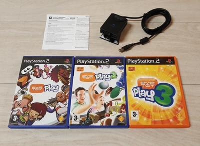 PS2: EyeToy-kameraohjain + 3 kpl EyeToy -peliä
