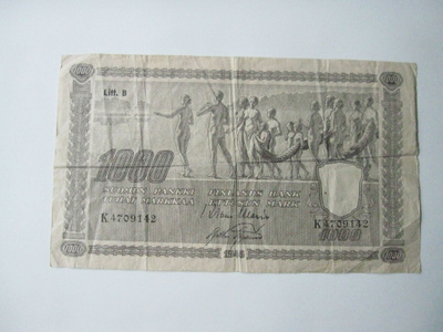 1000 markkaa 1945 Litt B