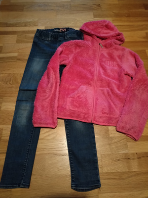 BEL ihana pinkki pörröfleece 134 /140+ Gap Kids farkut 8-9v