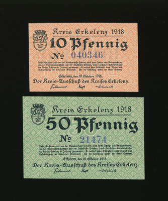Saksa Notgeld 10, 50 Pfennig, Erkelenz 19.10.1918