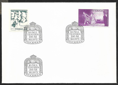 Ruotsi - Kungliga Teatern 200v FDC 1973 (Fac. 809-810)