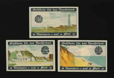 Saksa Notgeld 50 Pfg, 1, 2 Mk, Kampen 1921