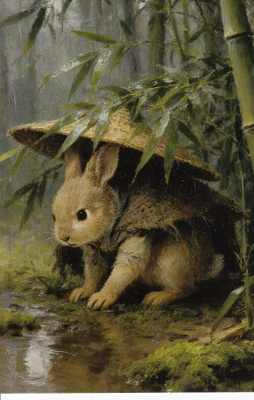 Jänis bambumetsikössä
