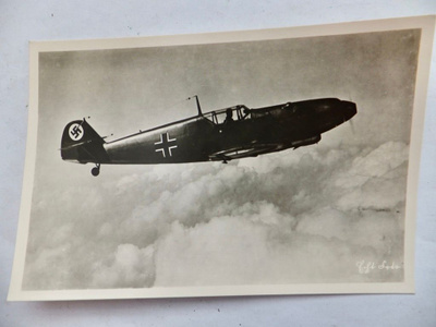 VANHA Kortti Natsi Saksa Unsere Luftwaffe Lentokone Me 109
