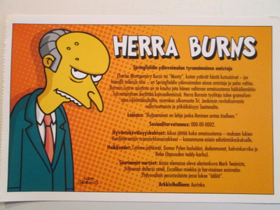 KULKEMATON HERRA BURNS THE SIMSONS Vasen tMATT GROERING 2007