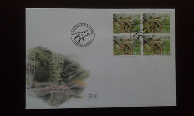 FDC Åland nelilö Sammakkoeläin 0,05€ 2.1.2002 LaPe 199