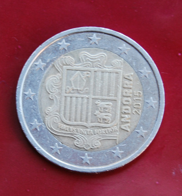 Andorra - 2 Euro, Coat of arms of Andorra, 2015