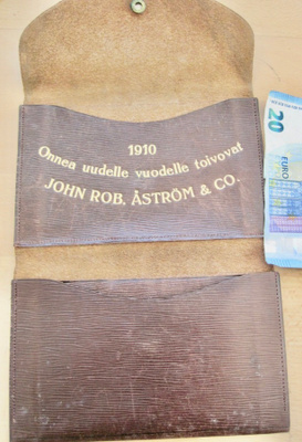 VANHA Lompakko 1910 KOMEA John Robert Åström & Co Nahkaa