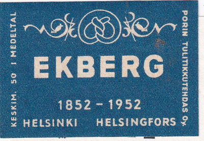 Helsinki , EKBERG  1852 - 1952 4/1