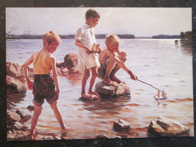 KULKEMATON ALBERT EDELFELT MAALAUS LEIKKIVIÄ POIKIA RAN 1884
