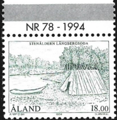 Åland 1994 Kivikausi  18,00 mk välilöpari numero ** LaPe 090