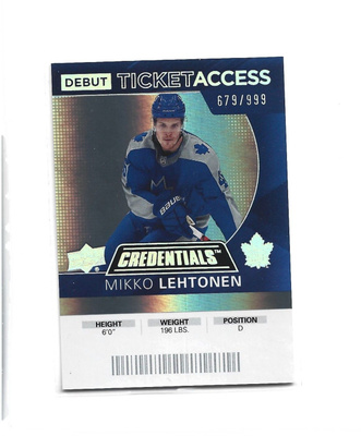 MIKKO LEHTONEN - DEBUT TICKET ACCESS - ROOKIE  num 679/999