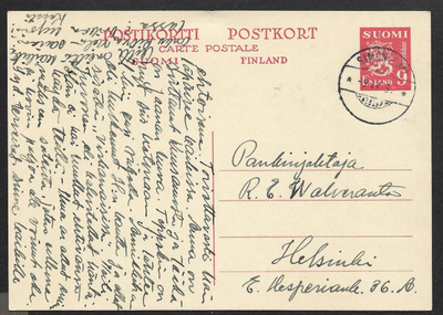 Postilähetys - Ehiö 9mk (LAPE 100) Simonniemi 9.4.1950