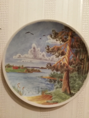 Järvimaisema posliini taulu lautanen