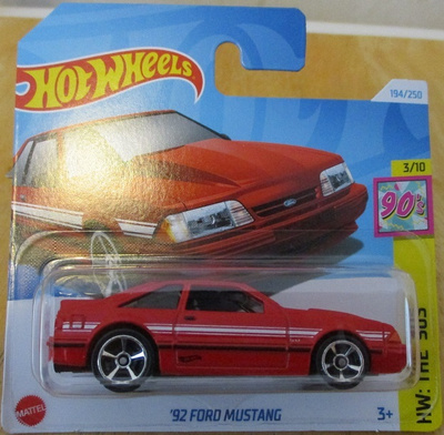Ford Mustang Hatchback 3 door Red 1992 Hot Wheels 1:64
