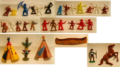 Vintage Intiaani ja Länkkäri figuuri setti