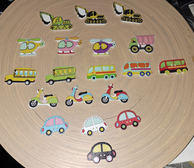 Ajoneuvo nappi erilaisia, helikopteri , auto kaivinkone ym
