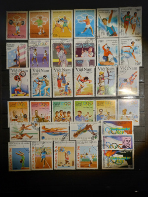 OLYMPIALAISET urheiluaiheiset merkit - 34 erilaista o