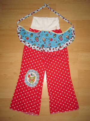 Käsin tehdyt Polka Dot Maatuska housut 110-116cm, UUDET!!!