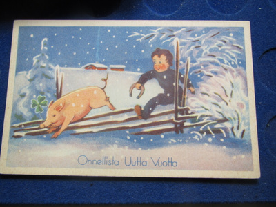 Onnellista Uutta Vuotta. Postikortti