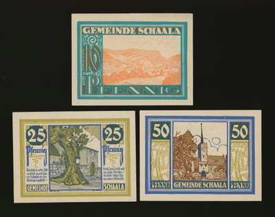 Saksa 10, 25, 50 Pfennig, Schaala 1921