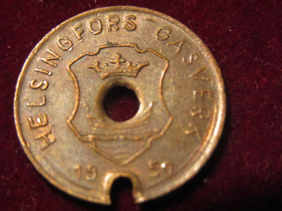 Helsingin kaasulaitos 1950. Kaasupoletti-Gas token
