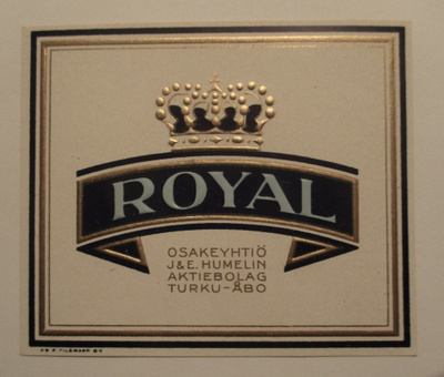 TUPAKKA ETIKETTI  ROYAL J.E HUMELIN TURKU  (Q)