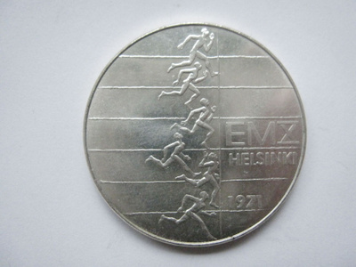 10 markkaa 1971 yleisurheilun EM-kisat hopeaa