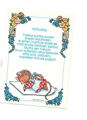 Marleena Ansio °°YSTÄVÄNI!...°° -KORTTI / (Käyttämätön)