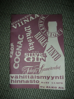 Alkon vähittäismyyntihinnasto 1970