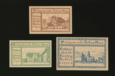 Itävalta 10, 20, 50 Heller, Zell am Moos 1920
