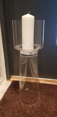 Iso korkea ns. kääntö Maljakko / Kynttilälyhty lasia