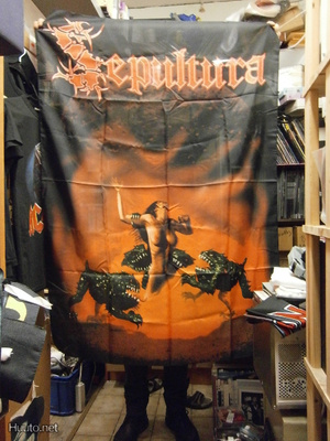 SEPULTURA SEINÄLIPPU RARE MEGA ISO KOKO 100cm X 135 cm