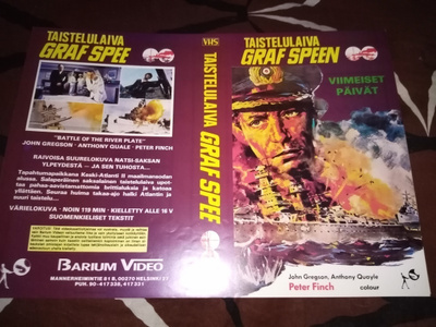 VHS kansipaperi Taistelulaiva Graf Spee