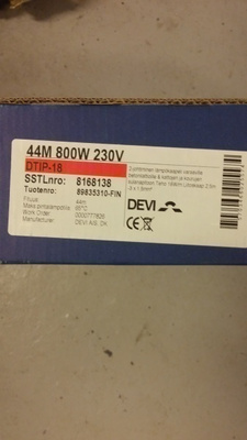 DEVI 800W lämmityskaapeli