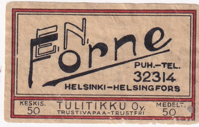 Helsinki, E. N. Forne , Tulitikku Oy      s24