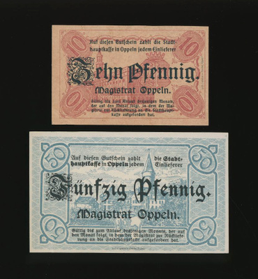 Saksa Notgeld 10, 50 Pfg, Oppeln